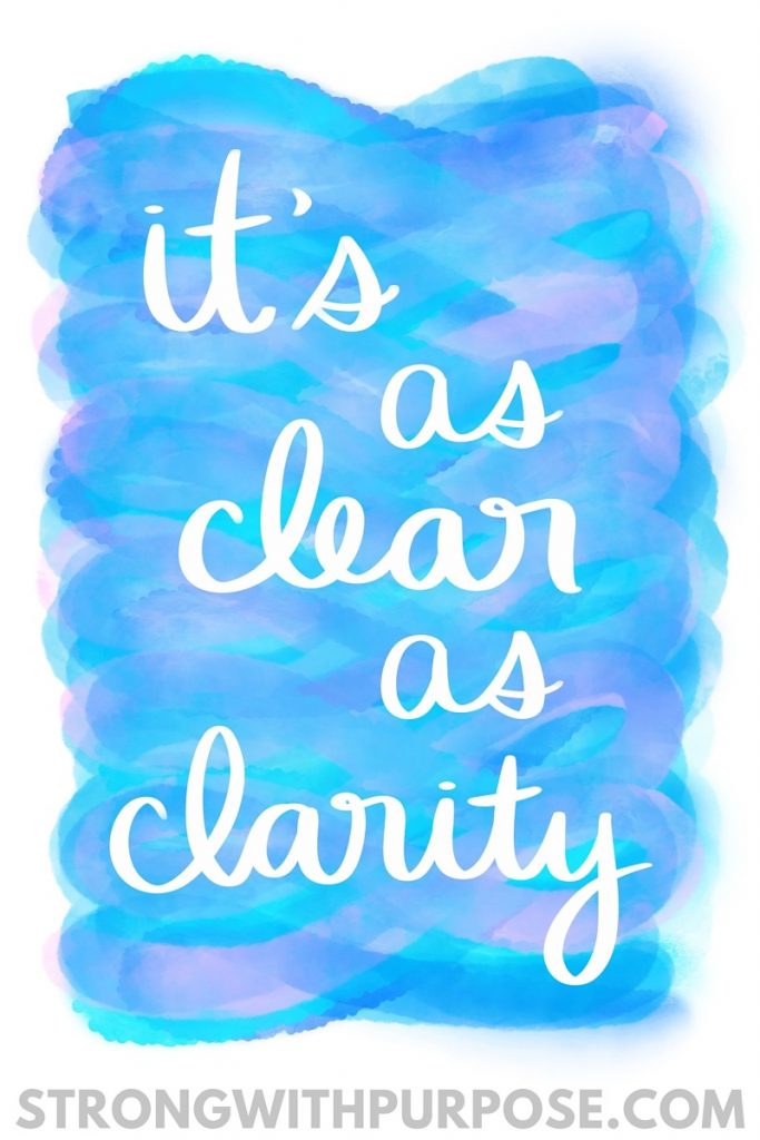 It's as Clear as Clarity Watercolor Quote Art - Strong with Purpose